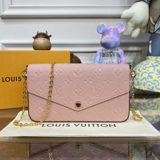 LV M82608 Louis Vuitton Felicie Pochette Monogram Empreinte Bag Rose Pink