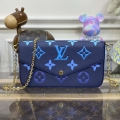 LV M82349 Louis Vuitton Felicie Pochette Monogram Empreinte Bag Navy Blue