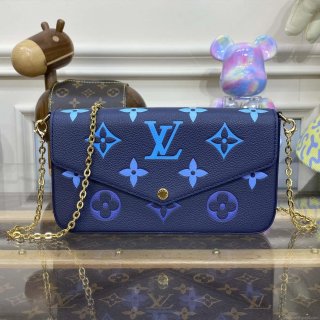 LV M82349 Louis Vuitton Felicie Pochette Monogram Empreinte Bag Navy Blue