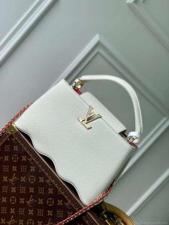 LV M22121 Louis Vuitton Capucines MM Handbag Snow White