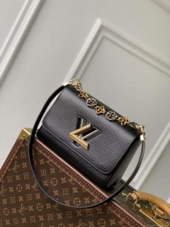 LV M22773 Louis Vuitton Twist MM Handbag Black