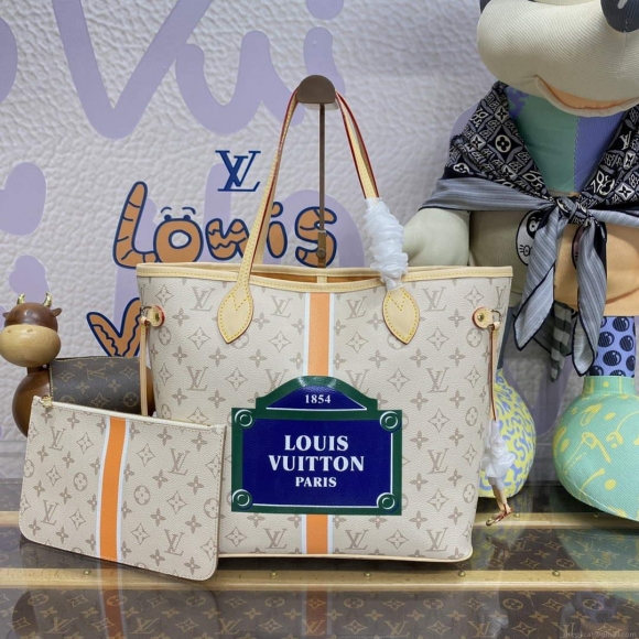 LV M23501 Louis Vuitton Neverfull MM Tote Bag Beige/Ochre