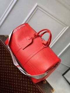 LV M23721 Louis Vuitton Keepall Bandoulière 50 Bag Vermillion Red