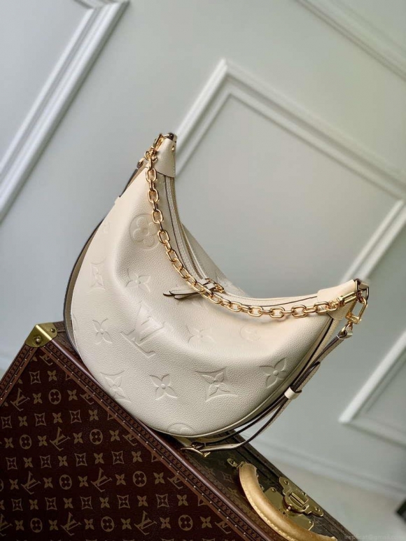 Louis Vuitton LV M46739 Loop Hobo Bag Monogram Empreinte Beige