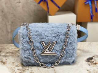 Louis Vuitton LV M21040 Twist MM Handbag Jean Blue