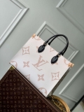 LV M46912 Louis Vuitton OnTheGo MM Tote Bag Beige