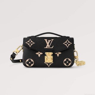 LV M46596 Louis Vuitton Pochette Métis East West bag Monogram Empreinte Leather Black/Beige