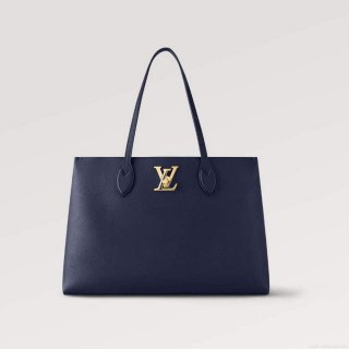 LV M20984 Louis Vuitton M57345 Lockme Shopper M57346 Bag Grained Calf Leather Navy Blue