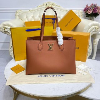 LV M57346 Louis Vuitton M57345 Lockme Shopper M57347 Bag Grained Calf Leather Brown