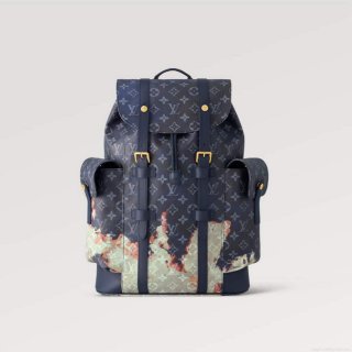 LV M46805 Louis Vuitton Christopher MM Backpack Ink Blue