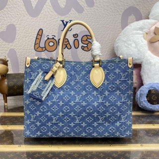 LV M46871 Louis Vuitton OnTheGo MM Tote Bag Monogram Denim