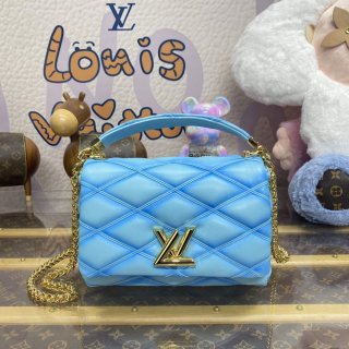 LV M24185 Louis Vuitton GO-14 MM Bag Lagoon Turquoise Blue