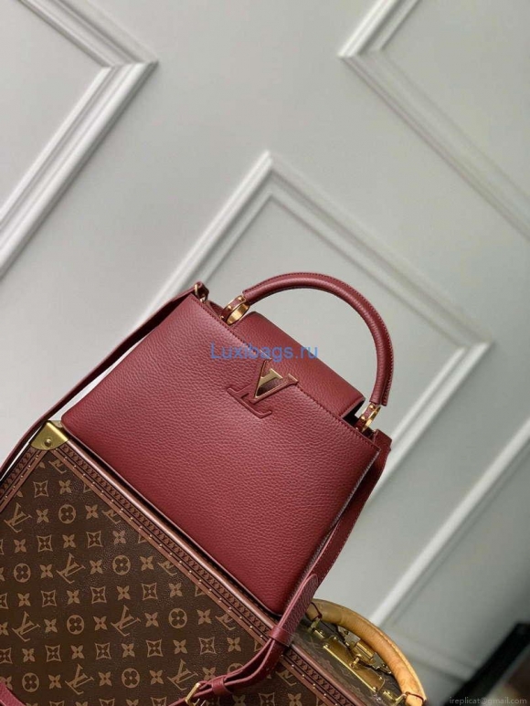 LV M25128 Louis Vuitton Capucines BB Handbag Griotte Red