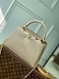 LV M22436 Louis Vuitton Capucines MM Handbag Griotte Pearlescent khaki