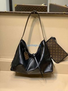 LV M25143 Louis Vuitton CarryAll Dark MM Handbag Black