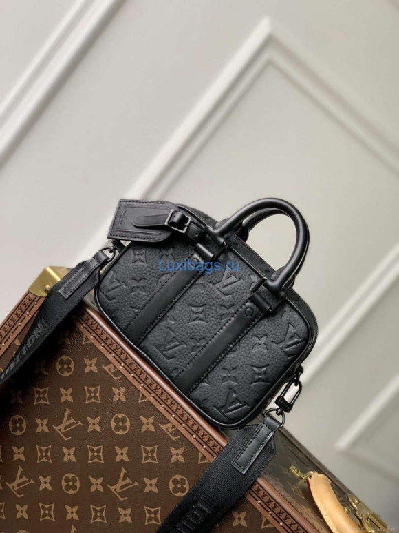 LV M82770 Louis Vuitton Nano Porte Documents Voyage Bag Black leather