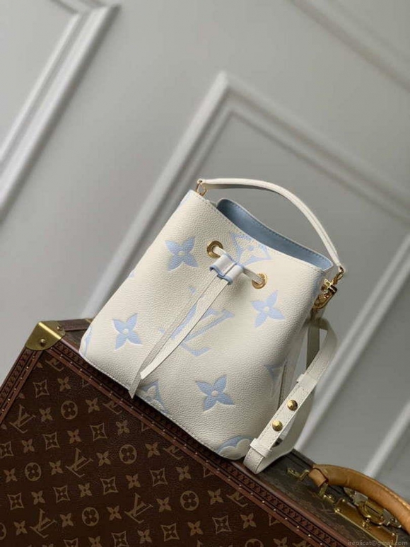 LV M24048 Louis Vuitton NéoNoé BB Bucket Bag Latte White Blue