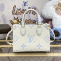 LV M46833 Louis Vuitton OnTheGo PM Bicolor Monogram Empreinte Leather Latte Blue