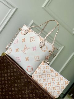 LV M22978 Louis Vuitton M22979 Neverfull MM Tote Bag Apricot