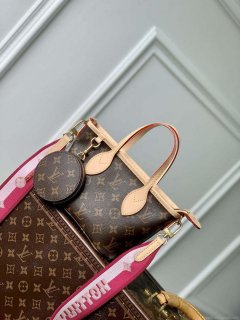 LV M46786 Louis Vuitton M46705 Neverfull BB Handbag Rose Peony