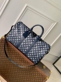 LV M24953 Louis Vuitton Keepall Bandoulière 50 Travel Bag Ink Blue/White