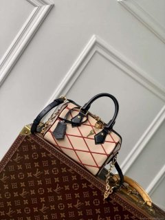 LV M24261 Louis Vuitton Speedy Bandoulière 20 Handbag Beige/Red