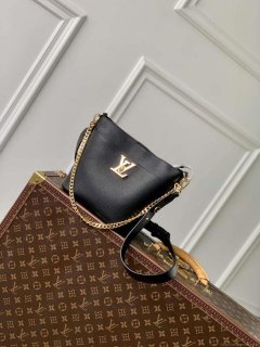 LV M24006 Louis Vuitton Lock and Walk Bucket Bag Black