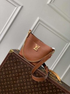 LV M24165 Louis Vuitton Lock and Walk Bucket Bag Cognac Brown