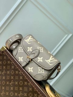 LV M46386 Louis Vuitton Diane Monogram Empreinte Leather Gray with Camel