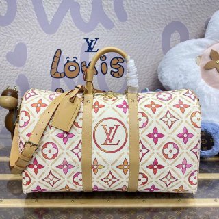 LV M11251 Louis Vuitton Keepall Bandoulière 45 Bag Coral