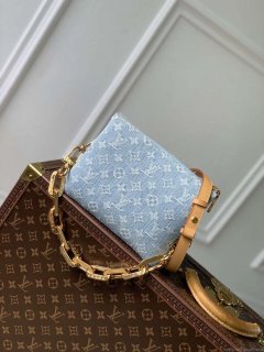 LV M11401 Louis Vuitton Coussin BB Handbag Sky Blue Denim