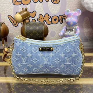 LV M83532 Louis Vuitton Liv Pochette Monogram Denim Bag Sky Blue