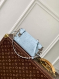 LV M25445 Louis Vuitton Slim Trunk Bag Ostrich Pattern Sky blue