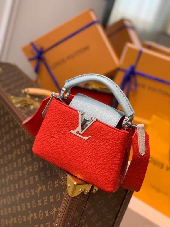 LV M57520 Louis Vuitton Capucines Mini M57521 Bag Red Blue