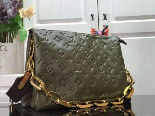 LV M57782 Louis Vuitton Coussin MM Embossed puffy Lambskin M57783 Bag Green