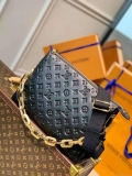 LV M57783 Louis Vuitton Coussin MM Embossed puffy Lambskin Bag Black