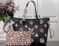 LV M45818 Louis Vuitton Neverfull MM Monogram Bag M45819 Black