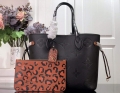 LV M45856 Louis Vuitton Neverfull MM Monogram Empreinte Leather M58525 Bag Black