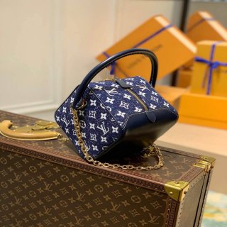 LV M59611 Louis Vuitton Square Denim Leather Bag