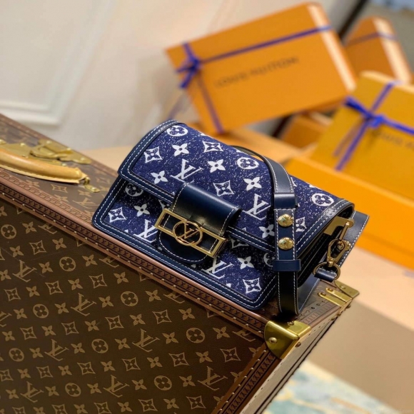 LV M59716 Louis Vuitton Mini Dauphine Denim Leather Bag