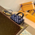 LV M81168 Louis Vuitton Nano Speedy Denim Leather Bag