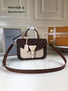 Louis Vuitton N40148 LV Trendy Crossbody Bag Damier Ebene Beige