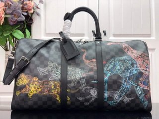 LV N45281 Louis Vuitton Keepall 50B Travel Bag Black