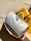 LV N58041 Louis Vuitton Keepall 50B Bandoulière Bag Silver