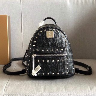 MCM MMK6SVE92CO001 21cm Stark Bebe Boo Backpack in Visetos Black