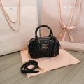 MiuMiu 5BB123 Matelassé nappa leather handbag Black