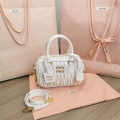 MiuMiu 5BB123 Matelassé nappa leather handbag White