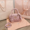 MiuMiu 5BB123 Matelassé nappa leather handbag Light pink