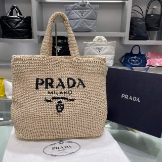 Prada Small Raffia tote bag 1BG422 Apricot