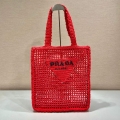 Prada 1BG393 Raffia tote bag Red